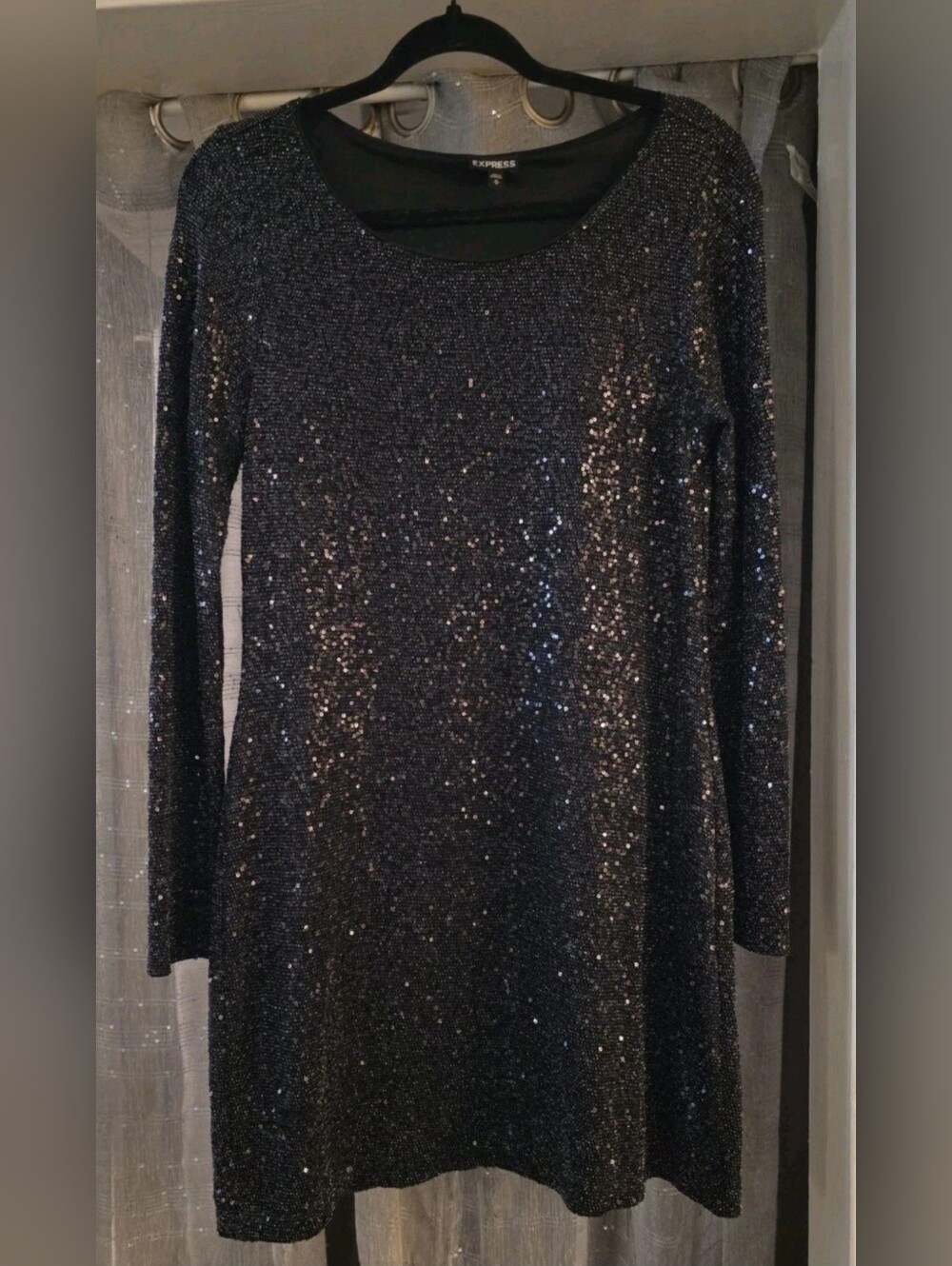 EXPRESS Black Long Sleeve Sequin Dress Size Medium